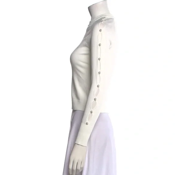 Jonathan Simkhai NWT Geneva Compact Ribbed Pearl Long Sleeve Ivory Top Size XS - Picture 2 of 10